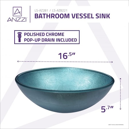 Anzzi Gardena Deco-Glass Vessel Sink in Coral Blue LS-AZ8221